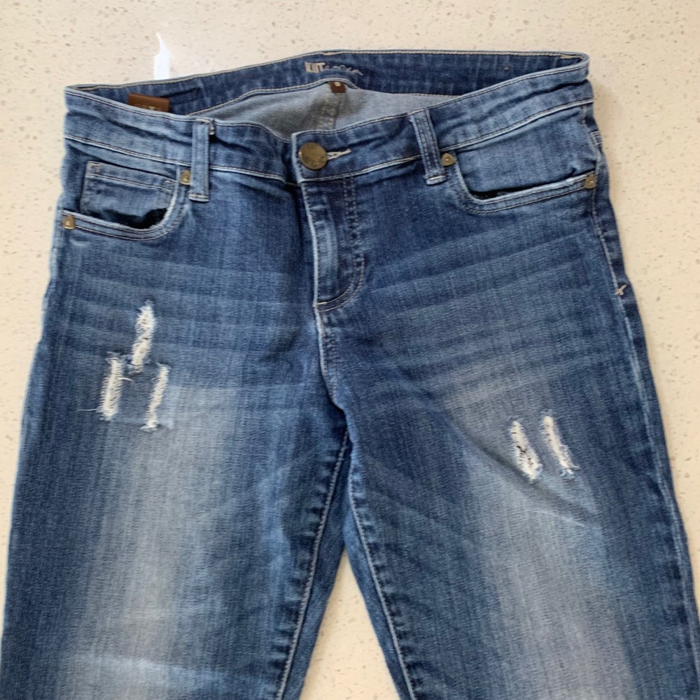 KUT from the Kloth Catherine Boyfriend Distressed Jeans‎ Medium Wash Size 8 - Picture 2 of 7